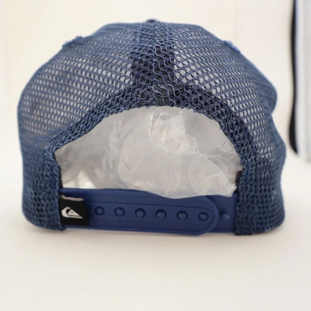 Quiksilver Youth Blue Trucker Hat Mountain Wave Patch Snapback Cap 55cm